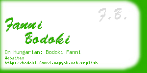 fanni bodoki business card